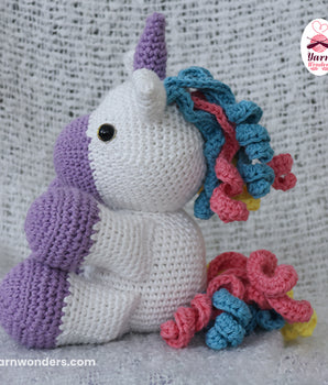 Crochet Sitting Unicorn Purple