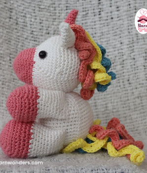 Crochet Sitting Unicorn Pink