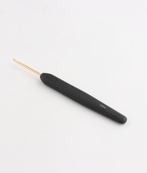 Gold Aluminium Crochet Hook with black soft feel handle_ knitpro_ 2.00mm