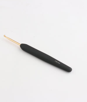 Gold Aluminium Crochet Hook with black soft feel handle_ knitpro_ 3.00mm