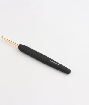 Gold Aluminium Crochet Hook with black soft feel handle_ knitpro_ 3.50mm