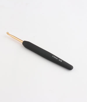 Gold Aluminium Crochet Hook with black soft feel handle_ knitpro_ 4.00mm