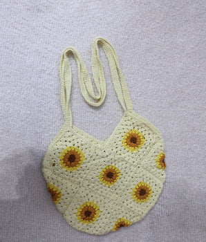 Sunflower Granny Square Crochet bag - pink