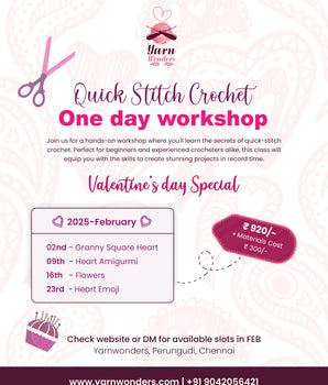 February One day Crochet Workshop Valentine's day Special @Perungudi